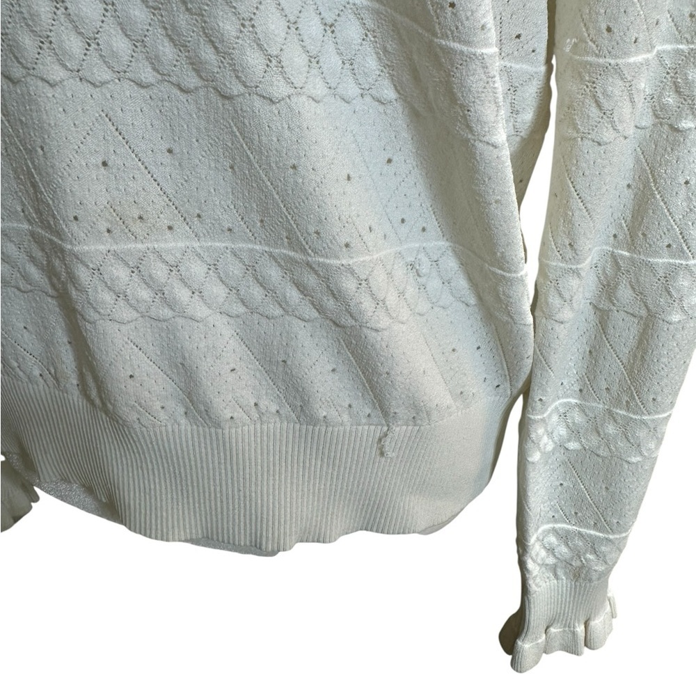 Veronica Beard Cream Textured Half-Zip Pullover - Picture 6 of 7